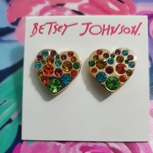 Betsy Johnson Heart Stud Earrings